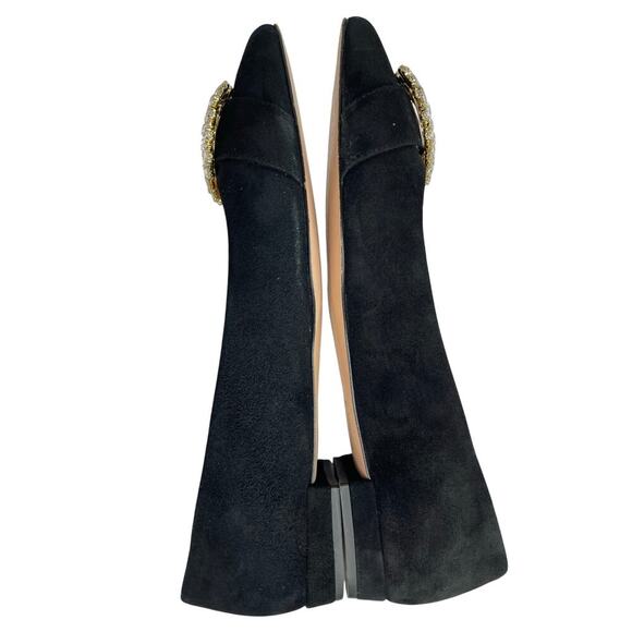 J Crew women’s Pointed toe black suede flats with crystal buckle size 8.5 - Picture 6 of 10